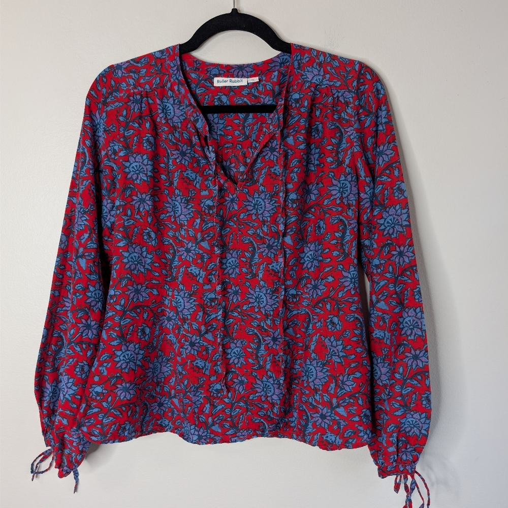 Roller Rabbit Silk Blend Floral Blouse